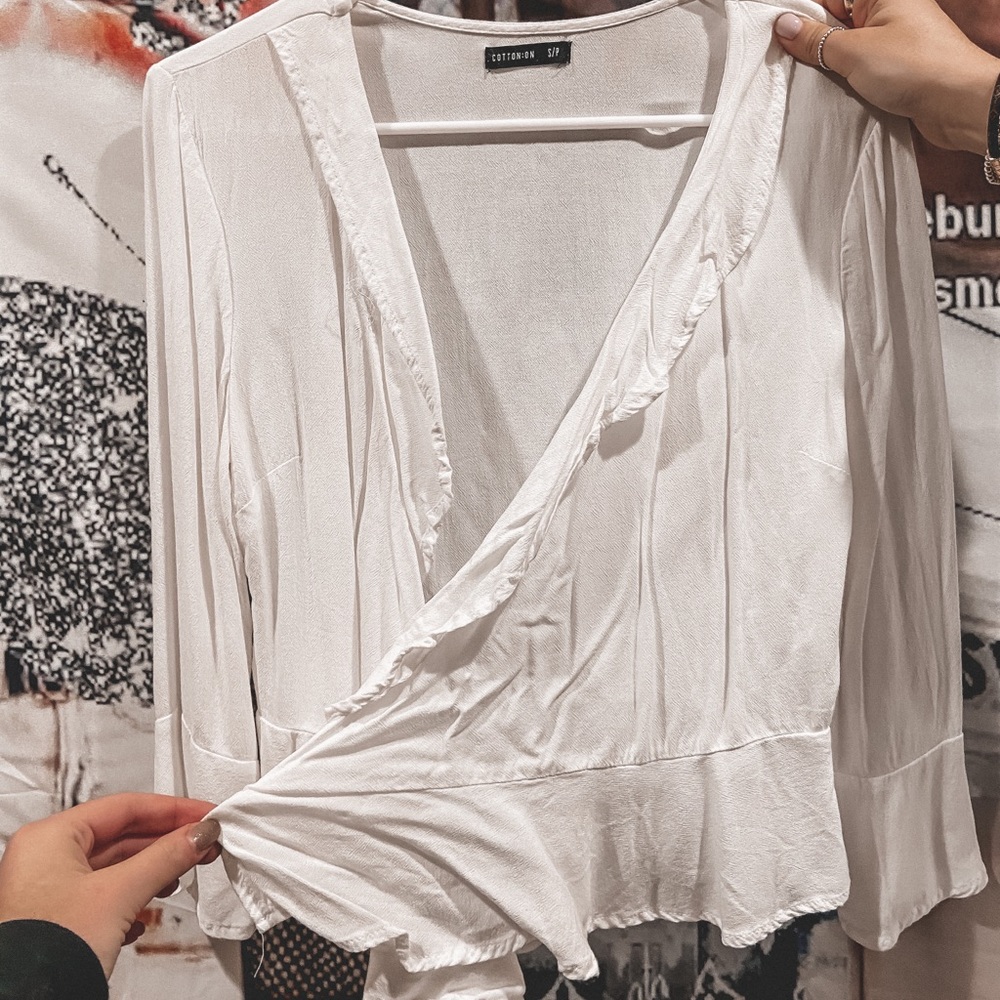 White wrap top